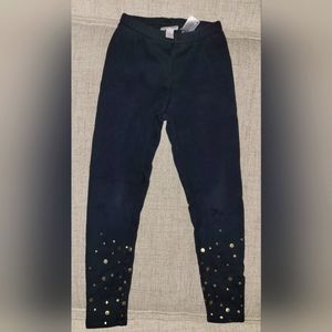 Girls Leggings Black With Gold Sparkles Size 6/6x